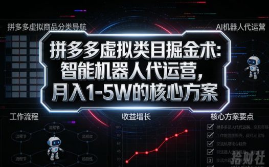 拼多多虚拟类目掘金术:智能机器人代运营,月入1-5W的核心方案【揭秘】