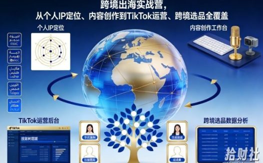 跨境出海实战营,从个人IP定位、内容创作到TikTok运营、跨境选品全覆盖