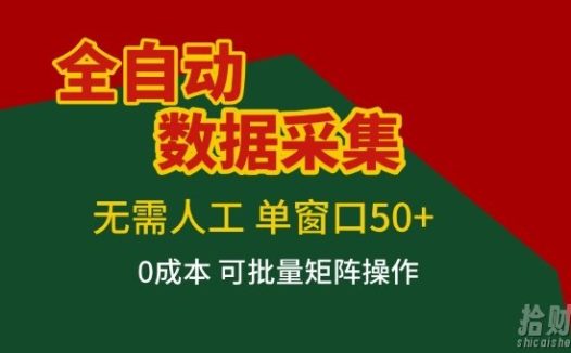 全自动数据采集项目,无需人工,单窗口可达50+收益,操作简单无难度,一个人也能轻松实现矩阵【揭秘】