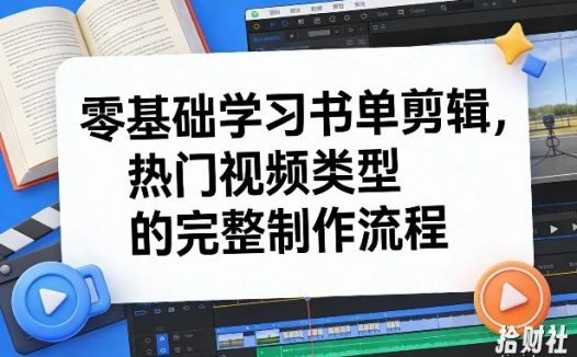 零基础学习书单剪辑,热门视频类型的完整制作流程(更新2026)