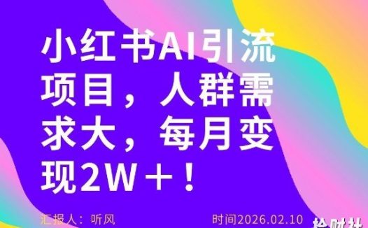 她通过这个AI项目每月做到2W+的收入,最新小红书AI项目,人群需求大!