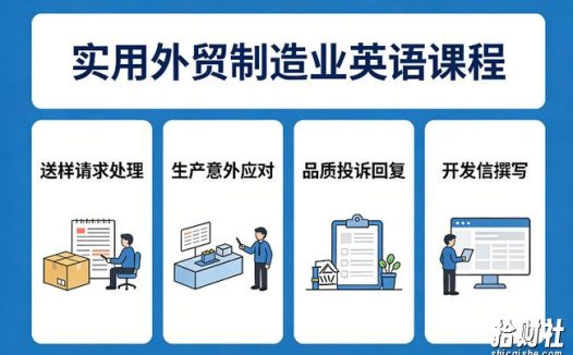 实用外贸制造业英语课程,教你专业处理送样请求、应对生产意外、回复品质投诉、撰写开发信等