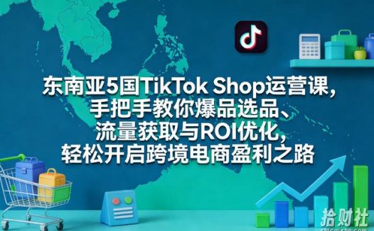 东南亚5国TikTok Shop运营课,手把手教你爆品选品、流量获取与ROI优化,轻松开启跨境电商盈利之路