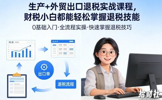 生产+外贸出口退税实战课程,财税小白都能轻松掌握退税技能