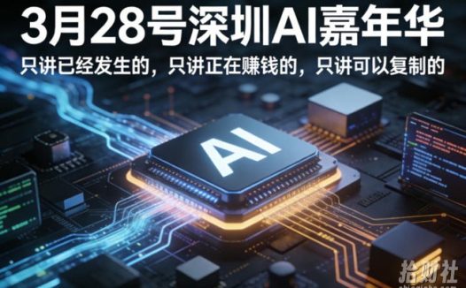 3月28号深圳AI嘉年华，只讲已经发生的，只讲正在賺钱的，只讲可以复制的