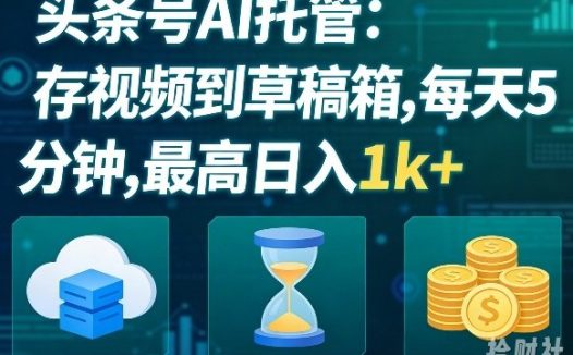 头条号AI托管,我存视频到你草稿箱,每天5分钟,最高日入1k+【揭秘】