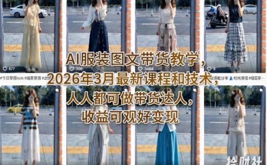 AI服装图文带货教学,2026年3月最新课程和技术,人人都可做带货达人,收益可观好变现