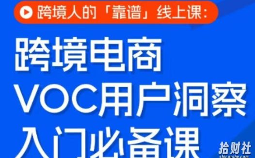 跨境电商VOC用户洞察入门必备课，跨境人的靠谱线上课