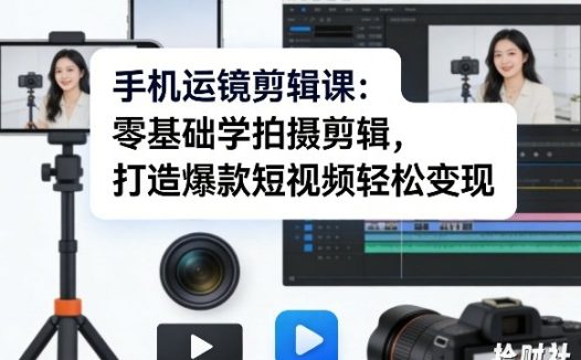 手机运镜剪辑课:零基础学拍摄剪辑,打造爆款短视频轻松变现