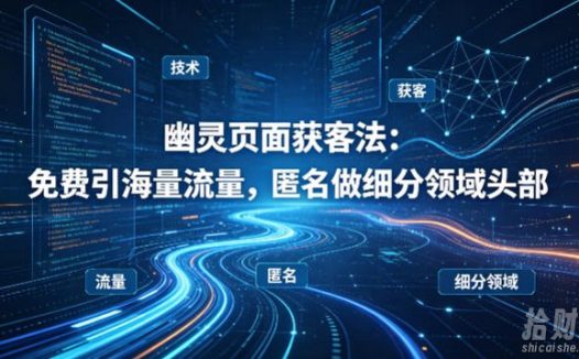 用懂技术!幽灵页面获客法:免费引海量流量,匿名做细分领域头部