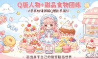 Q版人物+甜品食物团练,8节系统课拆解Q版甜系画法,画出属于自己的甜蜜插画世界