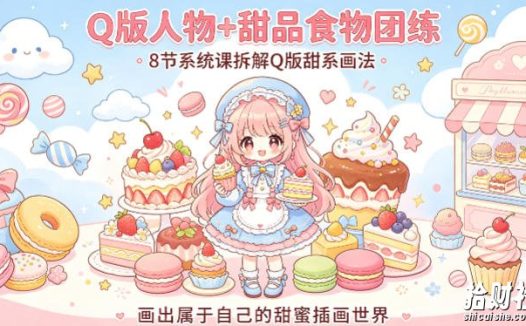 Q版人物+甜品食物团练,8节系统课拆解Q版甜系画法,画出属于自己的甜蜜插画世界