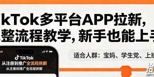 TikTok多平台APP拉新,完整流程教学,新手也能上手,轻松出海搞美金
