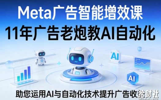 Meta广告智能增效课,11年广告老炮教AI自动化,助您运用AI与自动化技术提升广告收益