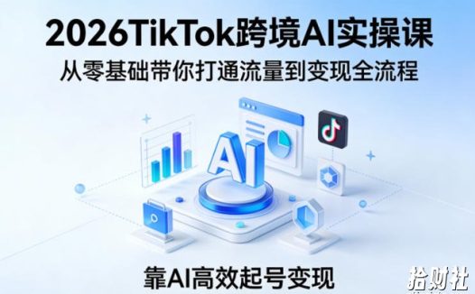2026TikTok跨境AI实操课,从零基础带你打通流量到变现全流程,靠AI高效起号变现