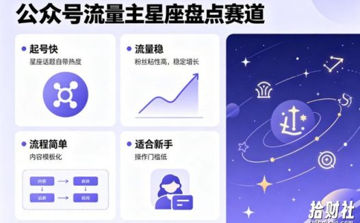 公众号流量主之星座盘点赛道，起号快+流量稳，流程简单，适合新手操作
