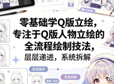 零基础学Q版立绘,专注于Q版人物立绘的全流程绘制技法,层层递进,系统拆解