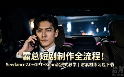 霸总短剧制作全流程!Seedance2.0+GPT+Suno沉浸式教学|附素材练习包下载