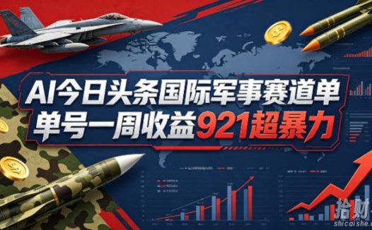 AI今日头条国际军事赛道,单号一周收益921,超暴力