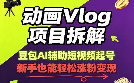 动画Vlog项目拆解,豆包AI辅助短视频起号,新手也能轻松涨粉,43条作品涨粉8.3W