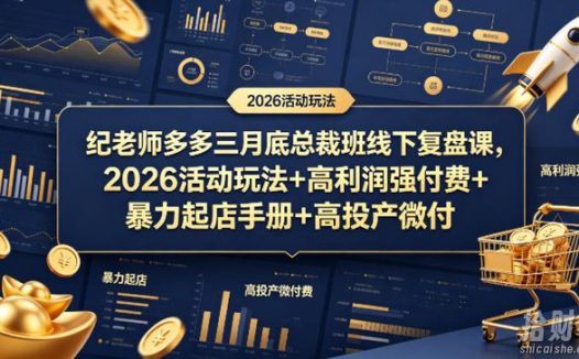 纪老师多多三月底总裁班线下复盘课,2026活动玩法+高利润强付费+暴力起店手册+高投产微付费