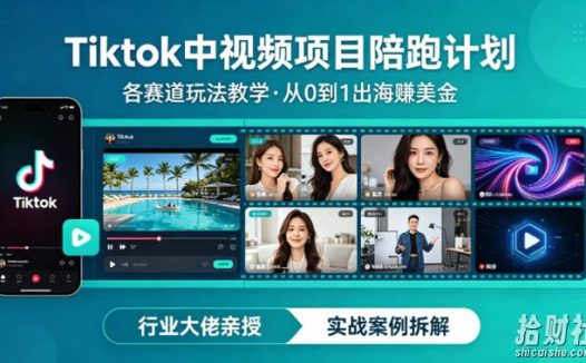 某大佬的Tiktok中视频项目陪跑,涵盖TK各个赛道玩法教学,从0到1出海賺美金