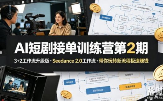 AI短剧接单训练营第2期,3+2工作流升级版,Seedance 2.0工作流,带你玩转新流程极速賺钱