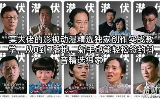 某大佬的影视动漫精选独家创作实战教学，从0到1落地，新手也能轻松签约抖音精选独家