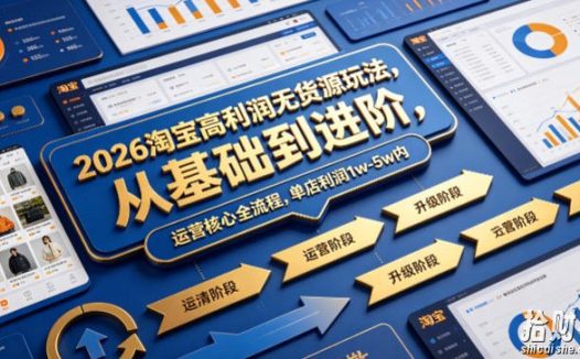2026淘宝高利润无货源玩法,从基础到进阶,运营核心全流程,单店利润1w-5w内