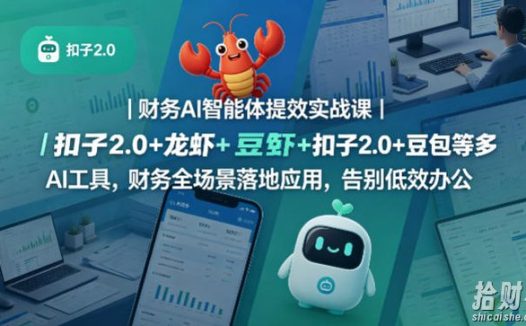 财务AI智能体提效实战课|扣子2.0+龙虾+豆包等多AI工具,财务全场景落地应用,告别低效办公