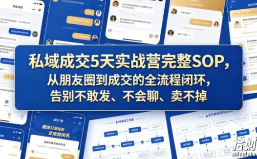 私域成交5天实战营完整SOP,从朋友圈到成交的全流程闭环,告别不敢发、不会聊、卖不掉