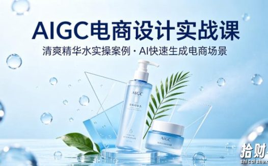 AIGC电商设计实战课,以清爽精华水为实操案例,教你用AI快速生成电商场景