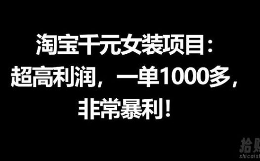 淘宝千元女装项目:超高利润,一单1000多,非常暴利