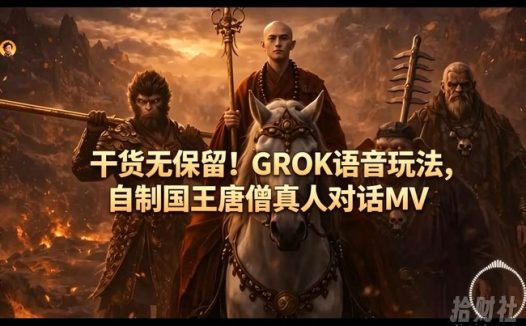 干货无保留!GROK语音玩法,自制国王唐僧真人对话MV