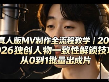 AI真人版MV制作全流程教学|2026独创人物一致性解锁技巧,从0到1批量出成片