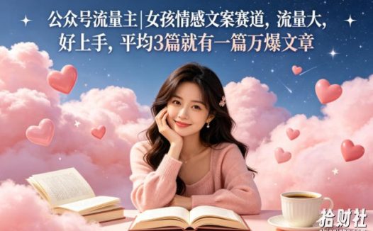 公众号流量主女孩情感文案赛道,流量大,好上手,平均3篇就有一篇万爆文章