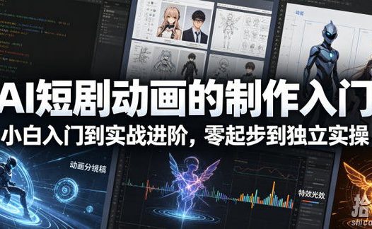 AI短剧动画的制作入门,小白入门到实战进阶,零起步到独立实操