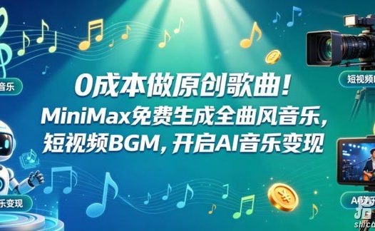 0成本做原创歌曲！MiniMax免费生成全曲风音乐，短视频BGM，开启AI音乐变现