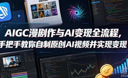 AIGC漫剧创作与AI变现全流程,手把手教你自制原创AI视频并实现变现(更新0516)