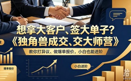 想拿大客户、签大单子?《独角兽成交大师营》教你扛异议、做爆单报价,小白也能进阶【原创双语字幕】