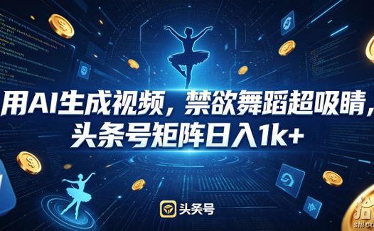 用AI生成视频,禁欲舞蹈超吸睛,头条号矩阵日入1k+