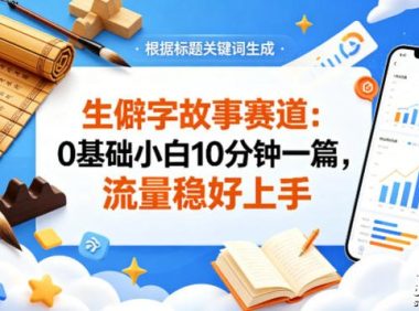公众号流量主——生僻字故事赛道,流量稳,好上手,0基础小白也能10分钟一篇