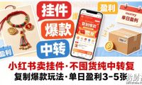 小红书卖挂件,不囤货纯中转复制爆款玩法,单日盈利3-5张