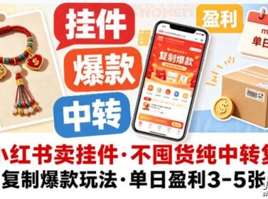 小红书卖挂件,不囤货纯中转复制爆款玩法,单日盈利3-5张