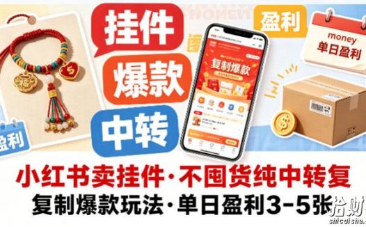 小红书卖挂件,不囤货纯中转复制爆款玩法,单日盈利3-5张