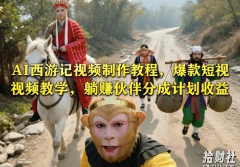 AI西游记视频制作教程,爆款短视频教学,躺賺伙伴分成计划收益