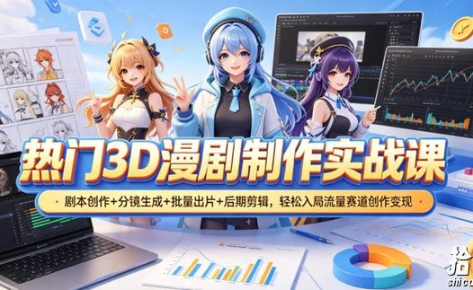 热门3D漫剧制作实战课,剧本创作+分镜生成+批量出片+后期剪辑,轻松入局流量赛道创作变现