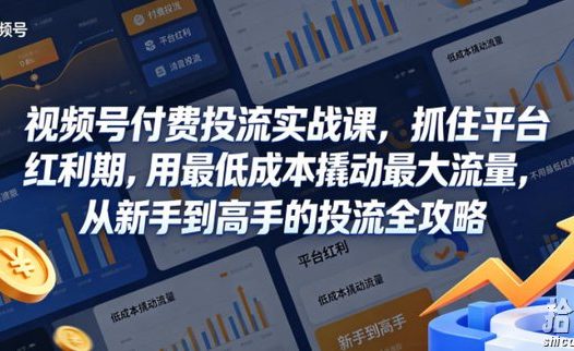 视频号付费投流实战课,抓住平台红利期,用最低成本撬动最大流量,从新手到高手的投流全攻略