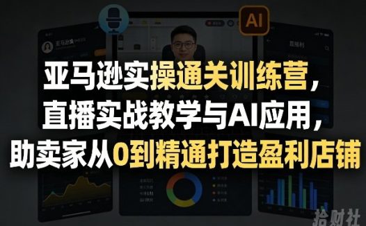 亚马逊实操通关训练营,直播实战教学与AI应用,助卖家从0到精通打造盈利店铺(更新5月8日)