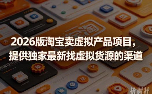 2026版淘宝卖虚拟产品项目,提供独家最新找虚拟货源的渠道